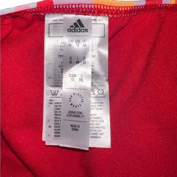 {NWOT FARM Rio + Adidas One Piece Bathing Suit in Pearl Citrine/Pink 12} - Picture 6 of 8